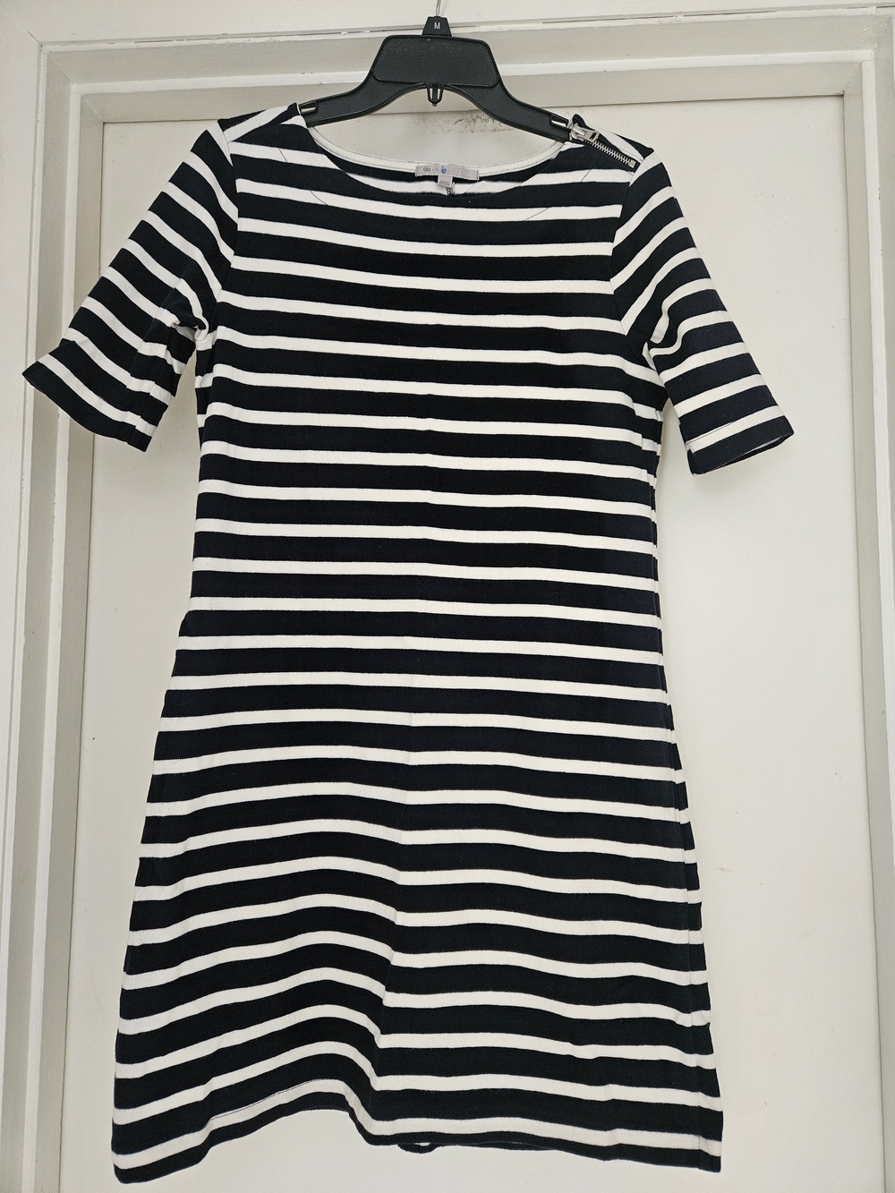 GAP Black and White Striped Midi Dress